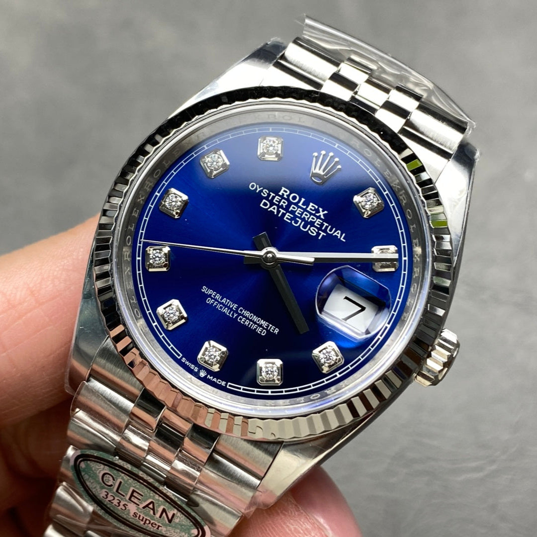 Rolex "Date Just Blue Dial" 36MM Diamond Dial