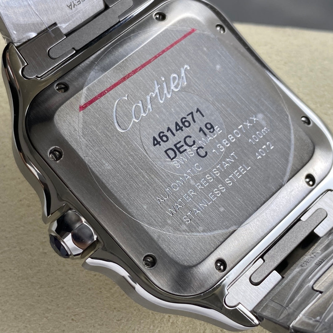 Cartier Santos Two Tone White Dial Steel Belt