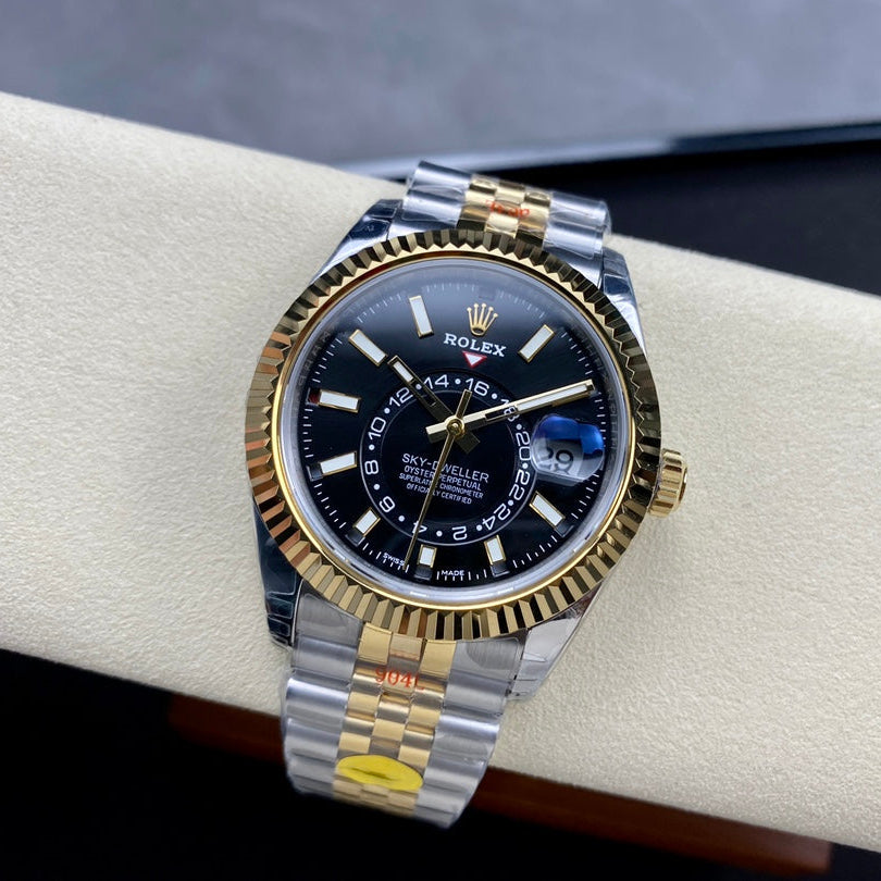 Rolex Sky Dweller Two Tone Black Dial Jubilee