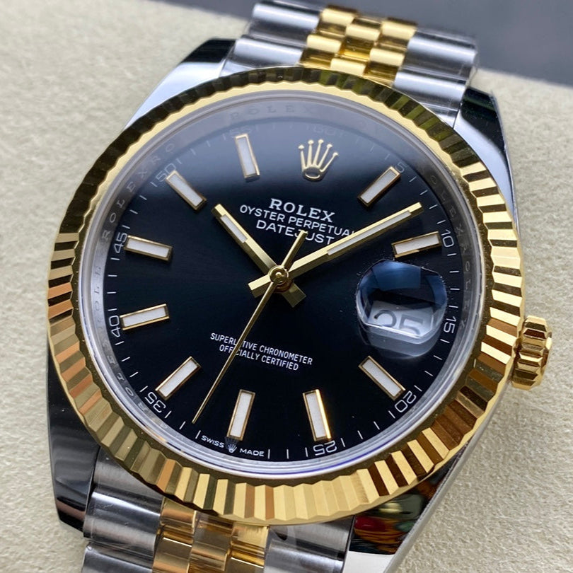 Rolex "Date Just Two Tone Gold" Black Dial