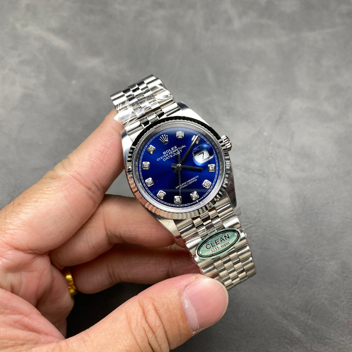 Rolex "Date Just Blue Dial" 36MM Diamond Dial