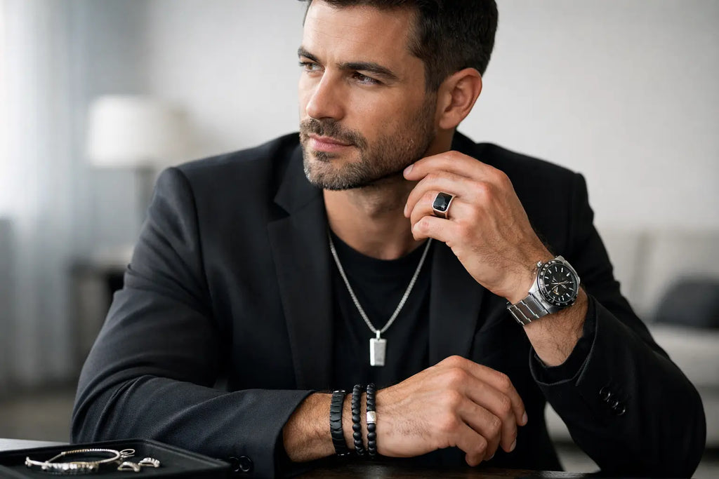 Joyería para hombres moderna con presencia