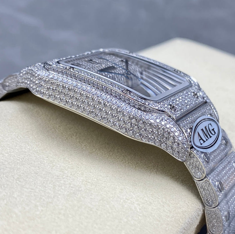 Cartier VVS Moissanite Silver Arab Dial