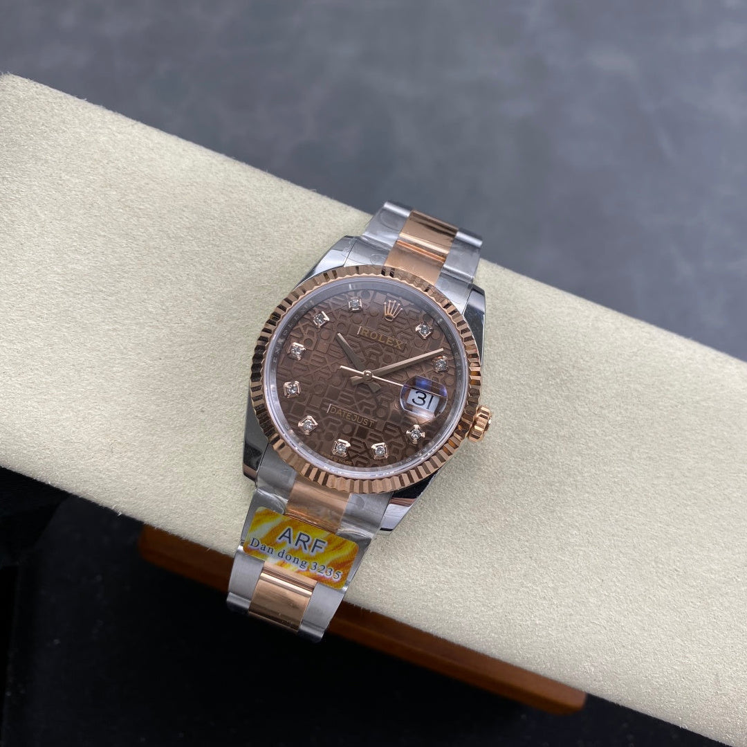 Rolex Two Tone Rose Gold with Diamond Dial Woman