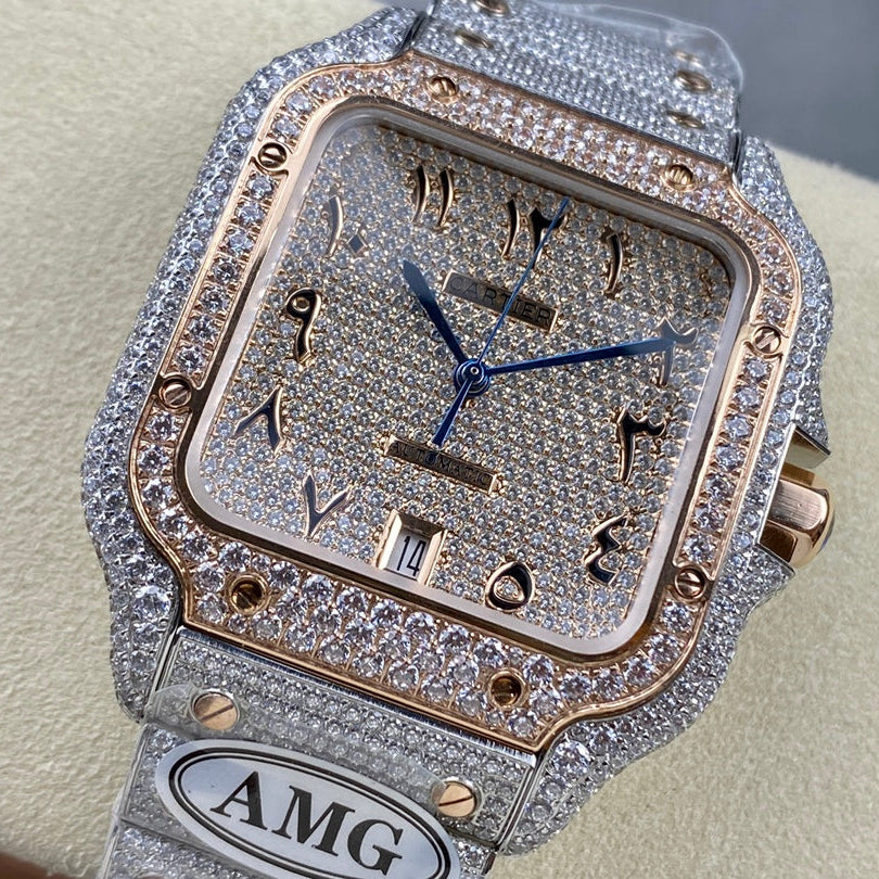 Cartier VVS Moissanite Two tone Rose Arab Dial