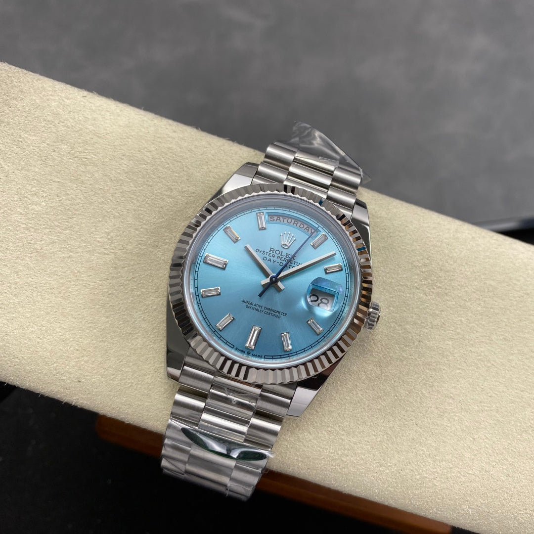 Rolex "Day Date White Gold Blue Face