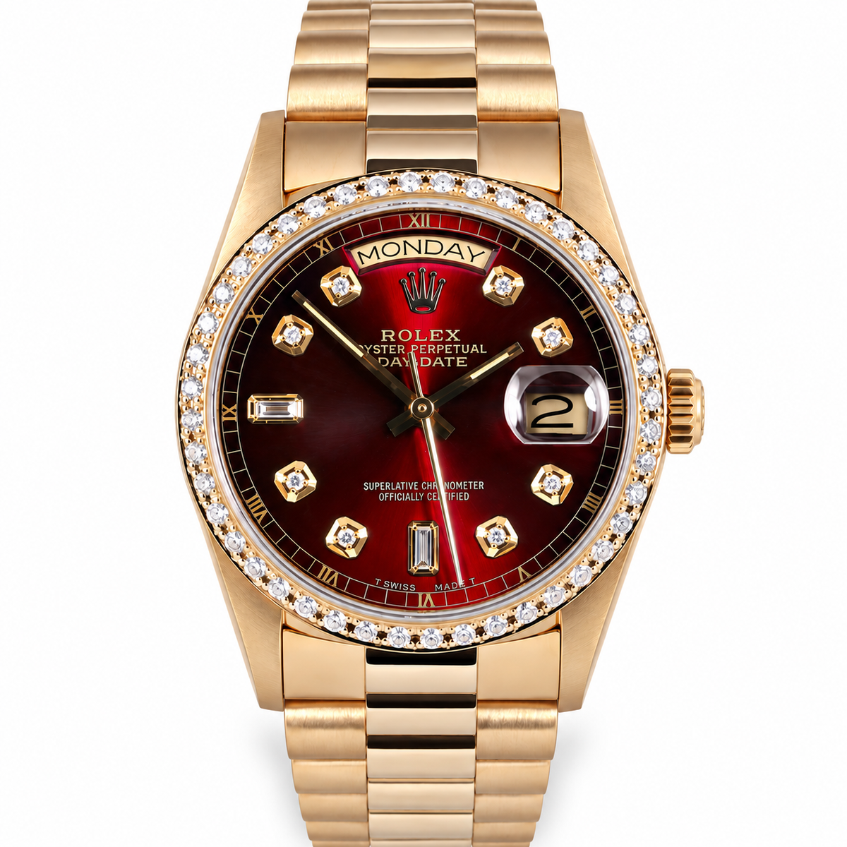 Rolex "Day Date Gold Red Face Diamond
