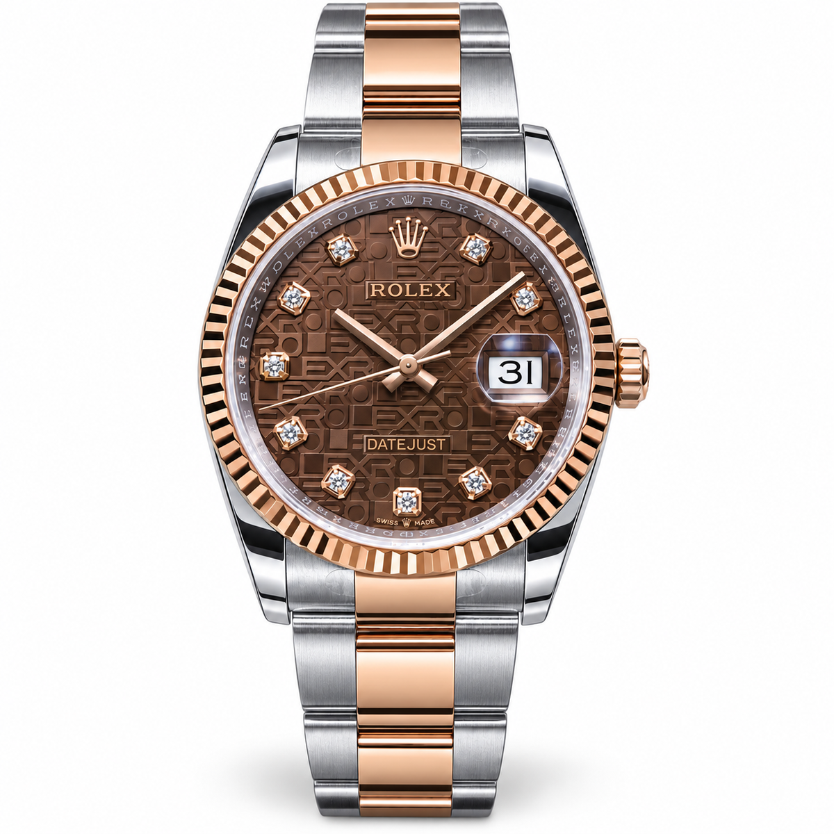 Rolex Two Tone Rose Gold with Diamond Dial Woman