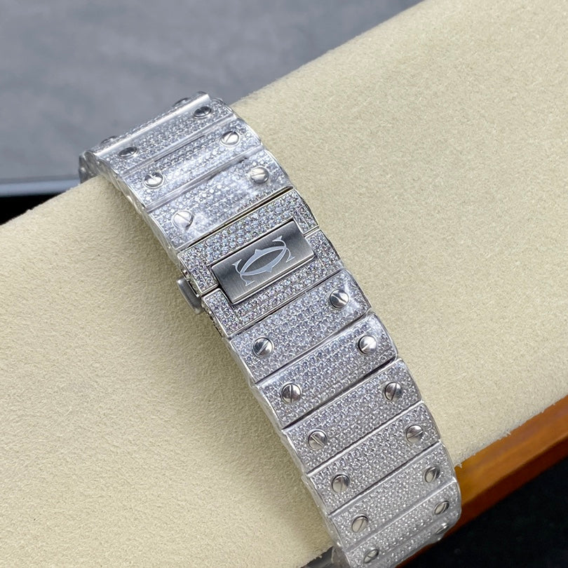 Cartier VVS Moissanite Silver Arab Dial