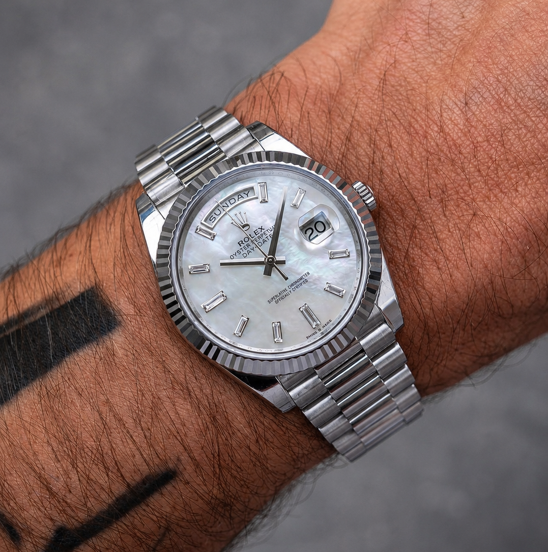 Rolex "Day Date White Gold Meteorite Face