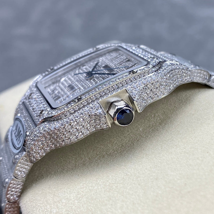 Cartier VVS Moissanite Silver Arab Dial
