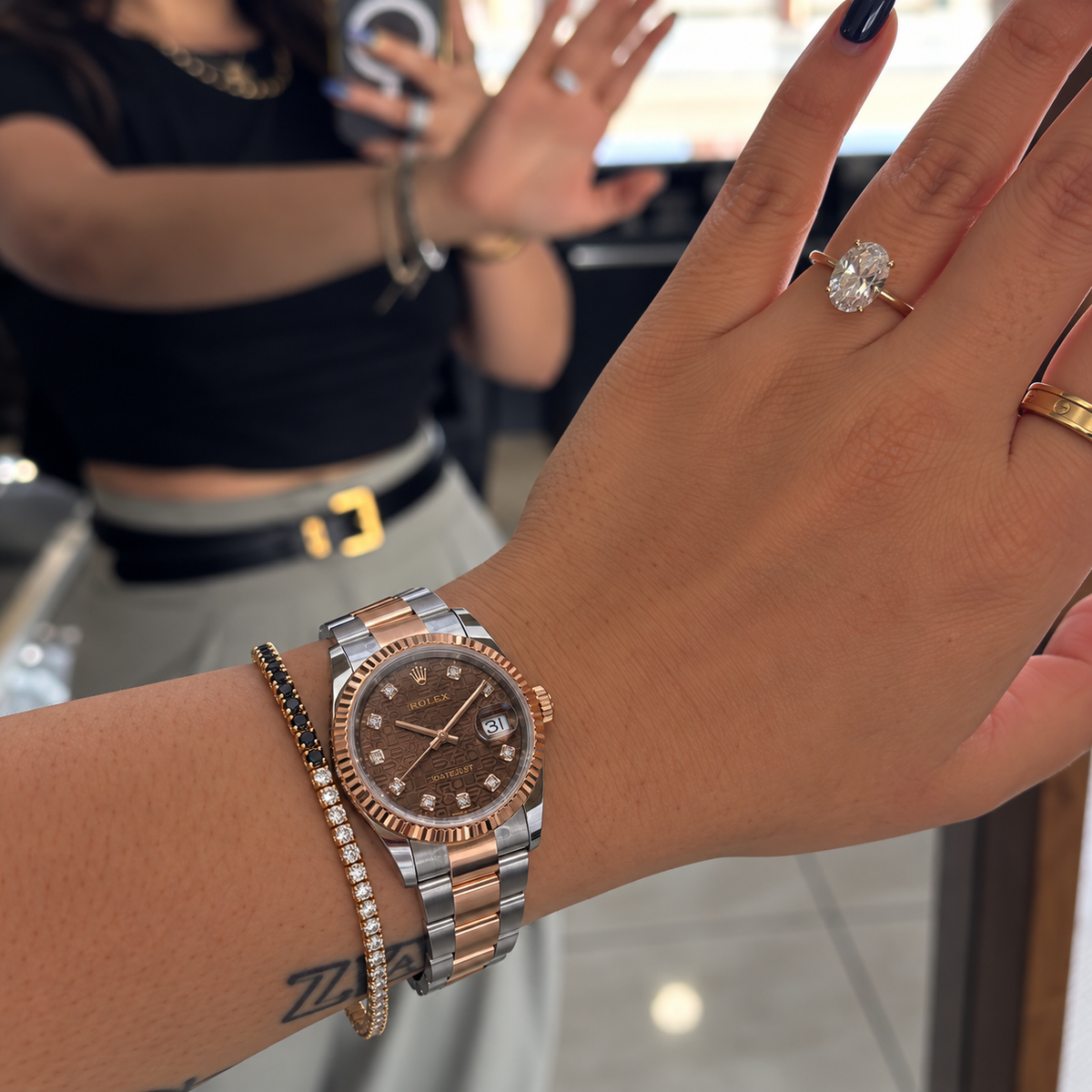 Rolex Two Tone Rose Gold with Diamond Dial Woman