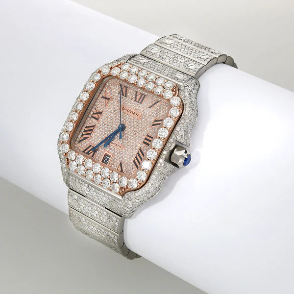 Cartier VVS Moissanite Two tone Rose Roman Dial