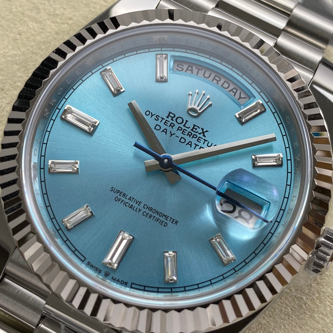 Rolex "Day Date White Gold Blue Face