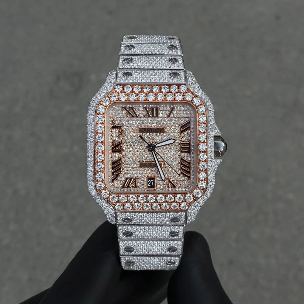 Cartier VVS Moissanite Two tone Rose Roman Dial