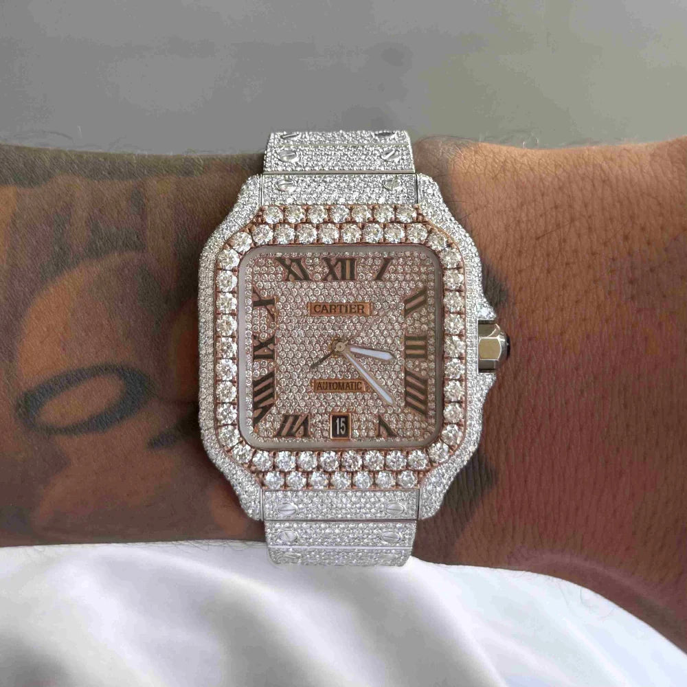 Cartier VVS Moissanite Two tone Rose Roman Dial