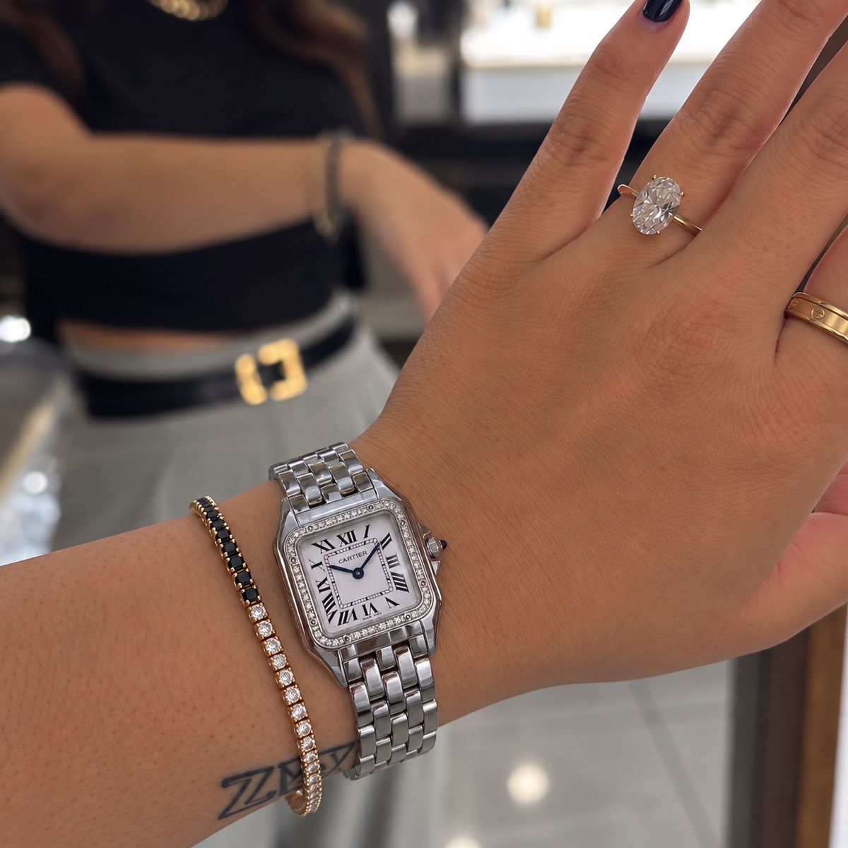 Cartier Panthere Gold Silver With Diamond
