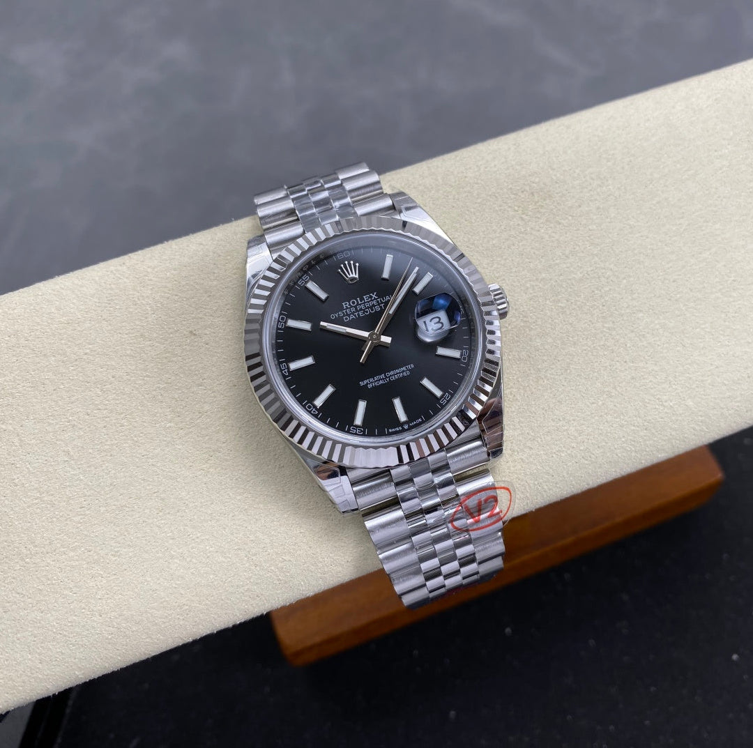 Rolex "Date Just" Silver Black Dial