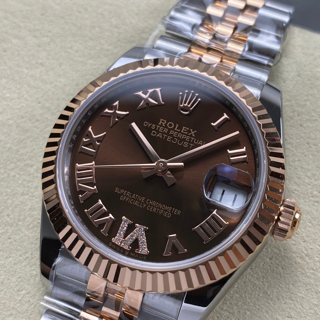 Rolex Two Tone Brown Roman Dial Woman