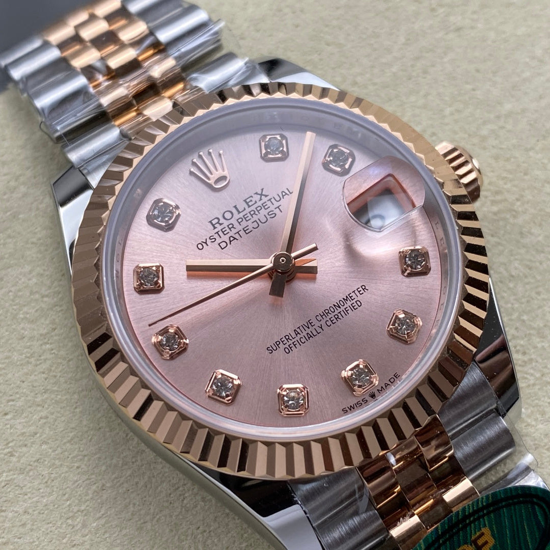 Rolex "Date Just Two Tone Gold Rose Dial Woman