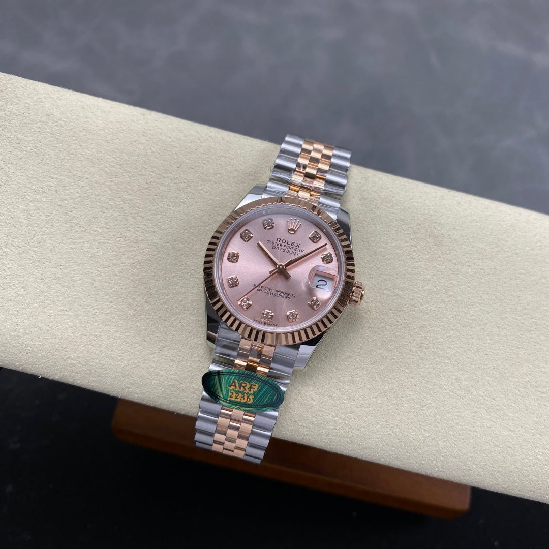 Rolex "Date Just Two Tone Gold Rose Dial Woman