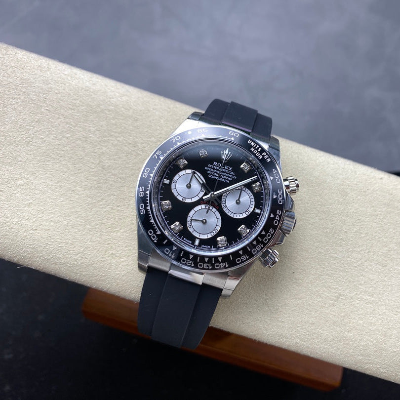 Rolex "Daytona" Black Dial Silver Diamond Dial